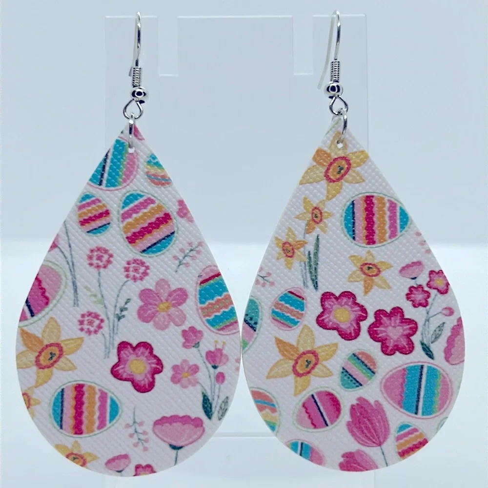 Faux Leather Dangle Earrings Spring Easter  Fashion Jewelry